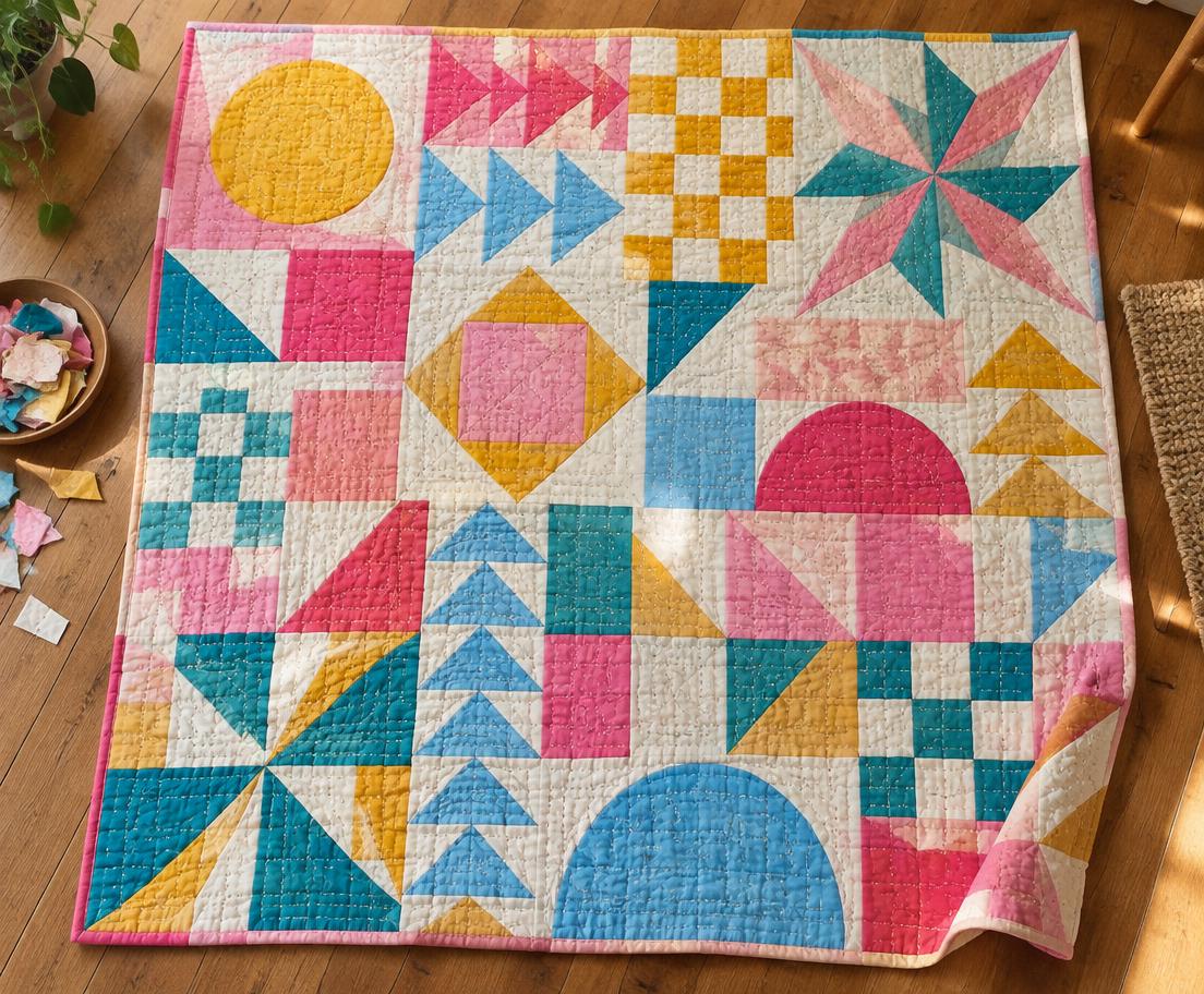 Finished colorful patchwork quilt